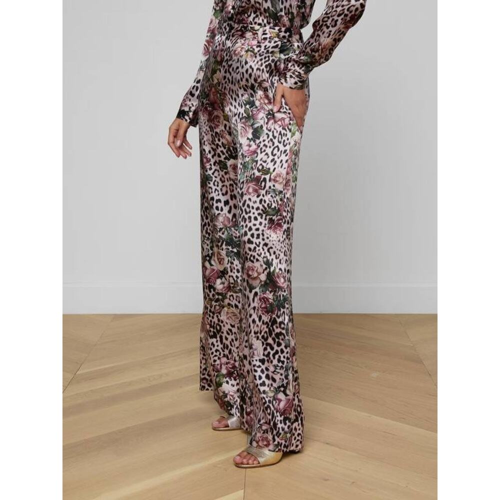 L'AGENCE Pilar Wide Leg Silk Pants in Cheetah Rose 6 - Picture 10 of 10